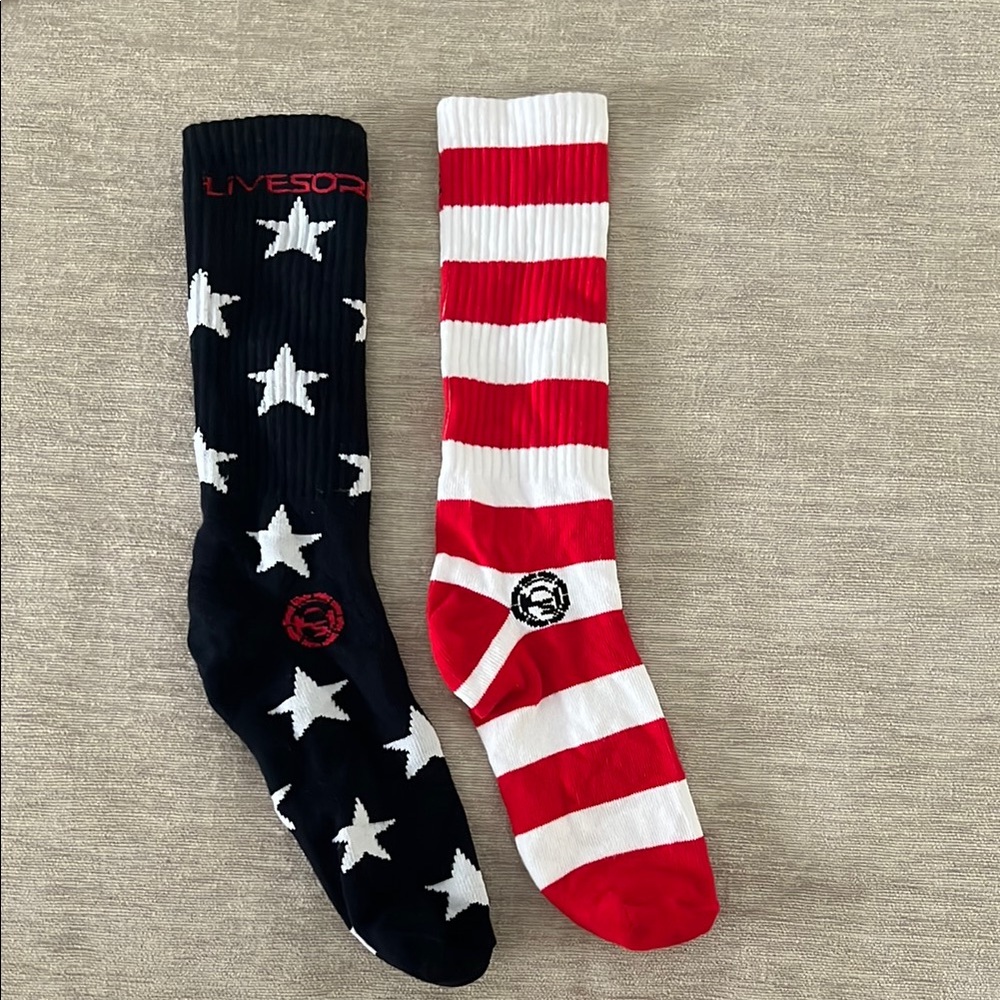 Black and Red Athletic Socks with Bold Patterns